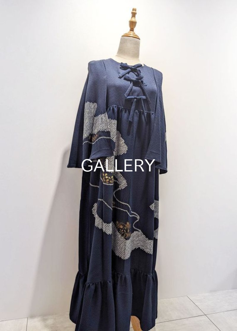 画像5: 【絞り小花柄】リボンケープワンピース (5)