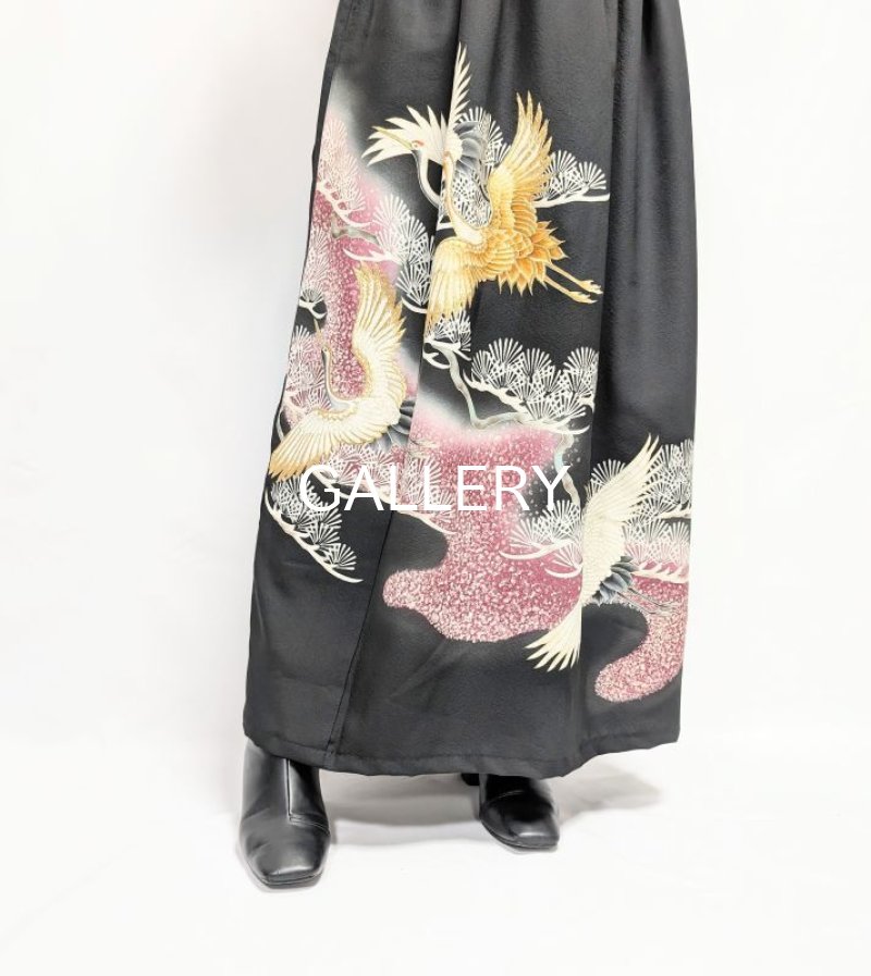 画像27: 【飛鶴×松柄】黒留袖無限wayワンピーススカート (27)