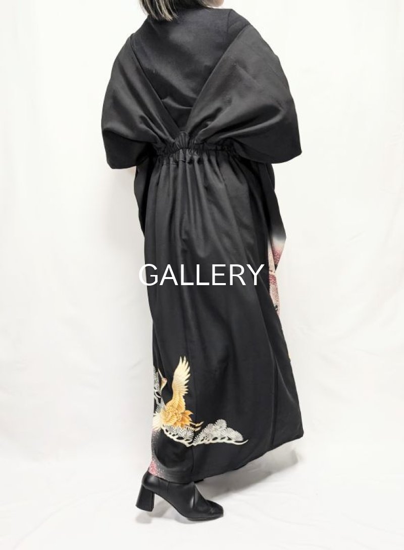 画像4: 【飛鶴×松柄】黒留袖無限wayワンピーススカート (4)