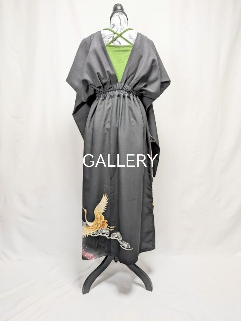 画像14: 【飛鶴×松柄】黒留袖無限wayワンピーススカート (14)