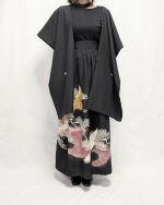 画像8: 【飛鶴×松柄】黒留袖無限wayワンピーススカート (8)