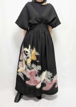 画像1: 【飛鶴×松柄】黒留袖無限wayワンピーススカート (1)