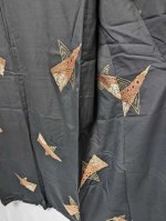 画像3: 墨黒×矢羽根文様【袷着物】 (3)