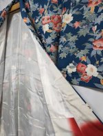 画像7: 椿×楓×紺青色【袷着物】 (7)