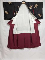 画像6: 墨黒×矢羽根文様【袷着物】 (6)