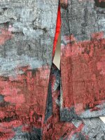 画像6: 紅青×水墨風抽象模様【袷着物】 (6)