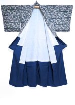 画像2: 総花柄×藍色【袷着物】 (2)