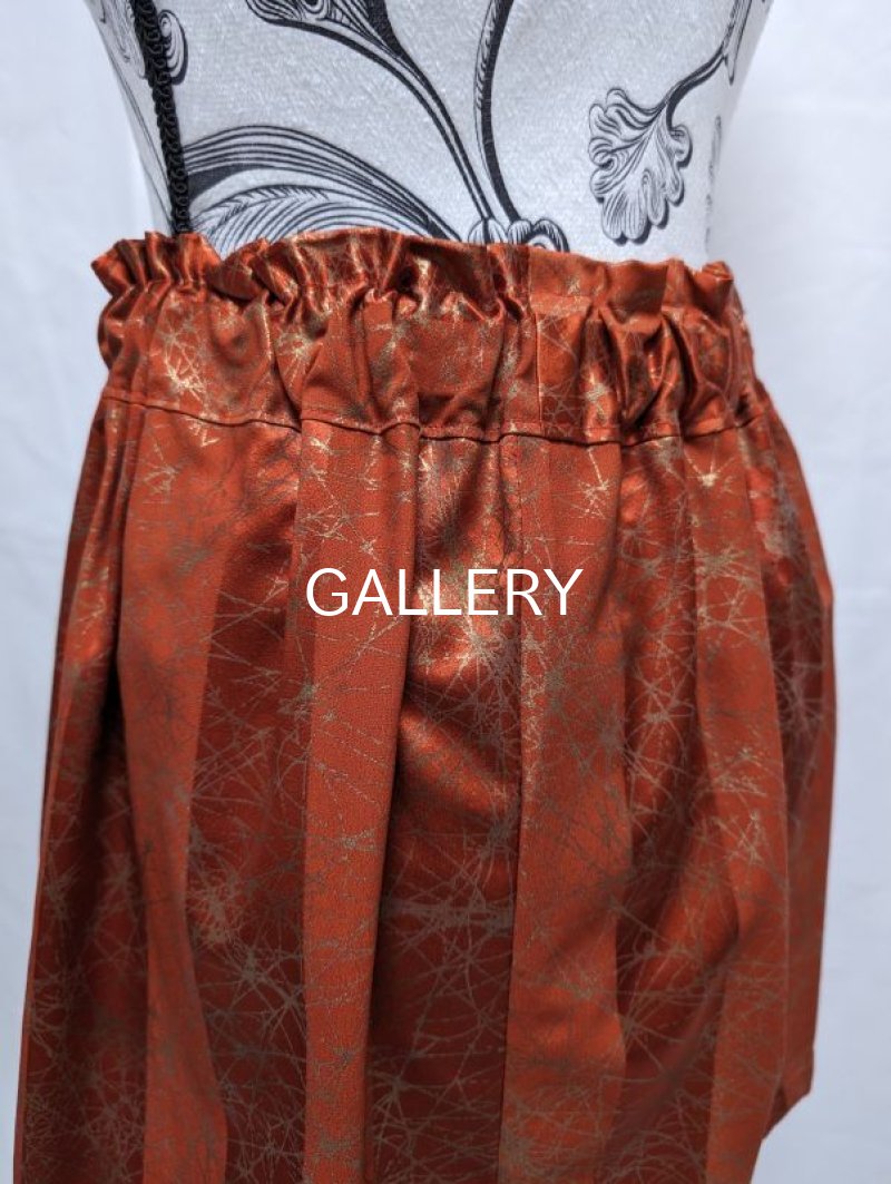 画像13: 【朱×赤ストライプ】金色絞り染め竹柄ジャケット＆タイトミニ＆オーバースカート (13)