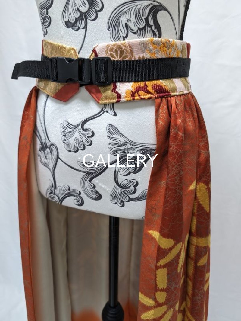 画像10: 【朱×赤ストライプ】金色絞り染め竹柄ジャケット＆タイトミニ＆オーバースカート (10)