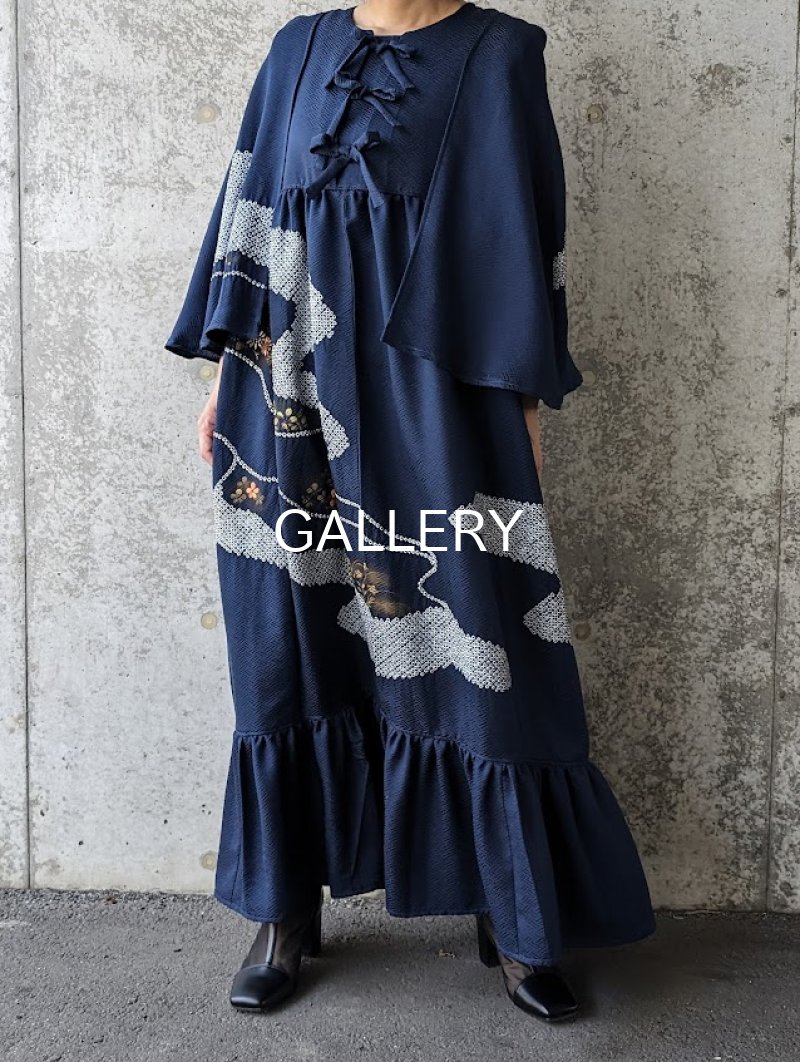 画像2: 【絞り小花柄】リボンケープワンピース (2)