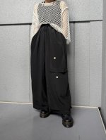 画像1: 【五三桐紋】黒紋付レイヤードワイドパンツ (1)