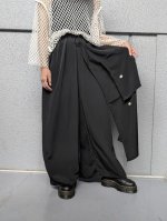 画像2: 【五三桐紋】黒紋付レイヤードワイドパンツ (2)