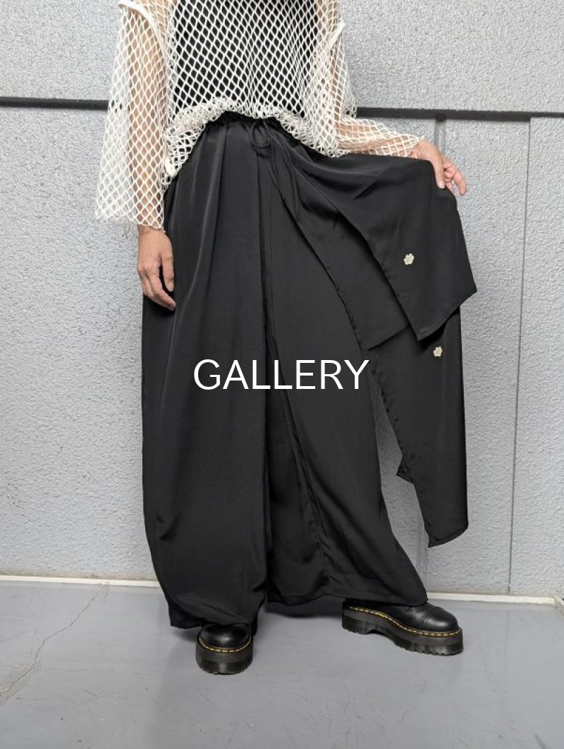 画像2: 【五三桐紋】黒紋付レイヤードワイドパンツ (2)
