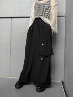 画像3: 【五三桐紋】黒紋付レイヤードワイドパンツ (3)