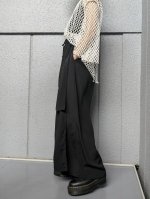 画像4: 【五三桐紋】黒紋付レイヤードワイドパンツ (4)
