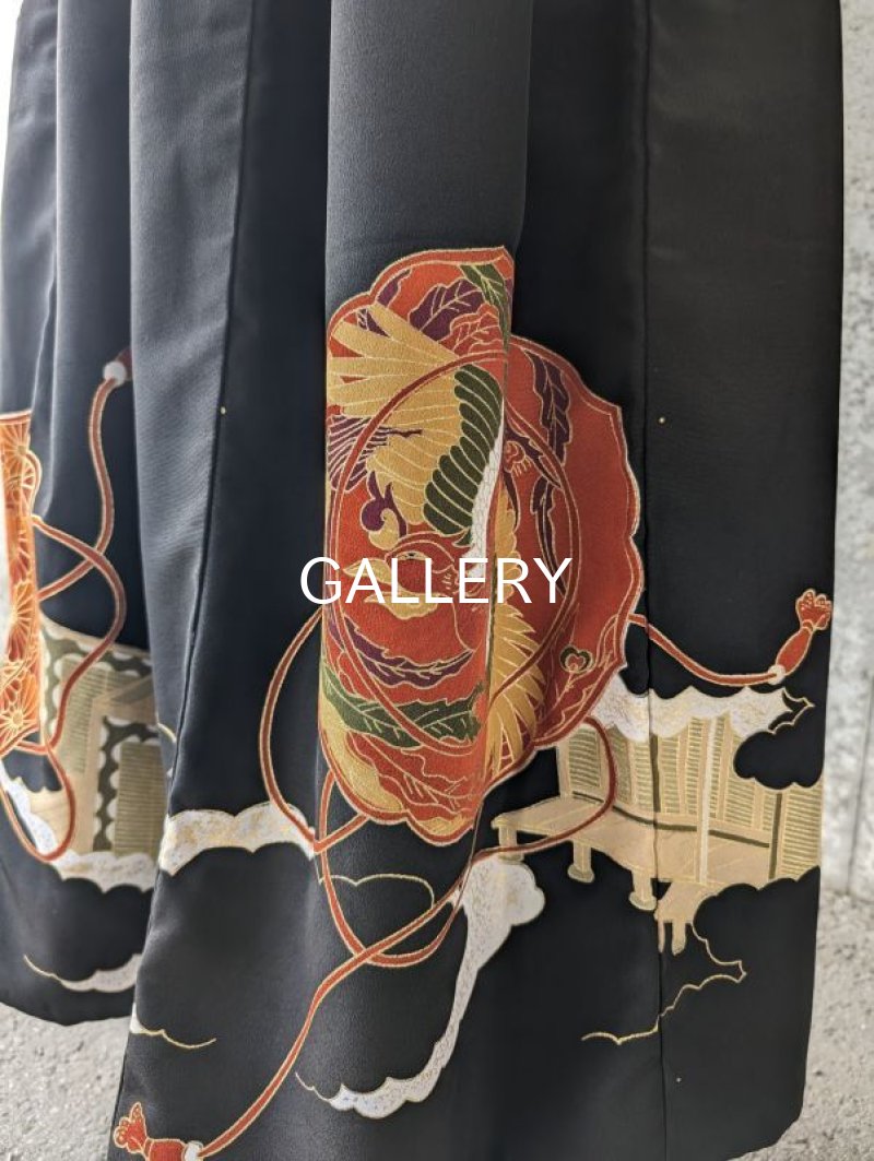 画像3: 【刺繍鳳凰×鏡裏紋】黒留袖オーバースカート (3)