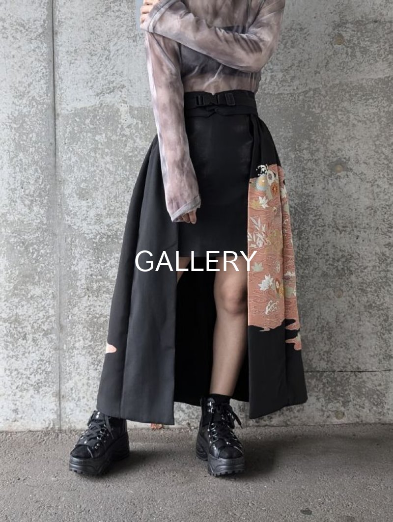 画像2: 【鴛鴦×四季草花×珊瑚色】黒留袖オーバースカート (2)