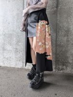 画像4: 【鴛鴦×四季草花×珊瑚色】黒留袖オーバースカート (4)