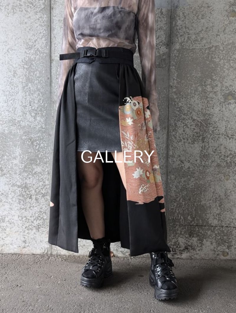 画像5: 【鴛鴦×四季草花×珊瑚色】黒留袖オーバースカート (5)