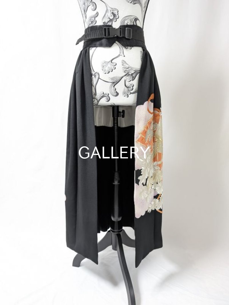 画像3: 【豪華刺繍×鳳凰×扇】黒留袖オーバースカート (3)