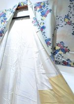 画像6: 淡黄×薔薇柄【袷着物】 (6)