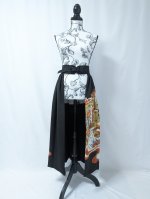 画像4: 【波飛沫に几帳柄】黒留袖オーバースカート (4)