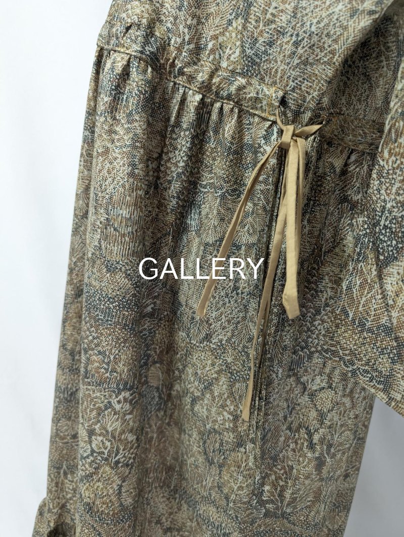 画像18: 森柄プリント小紋×シャーリング×kimonoワンピース (18)