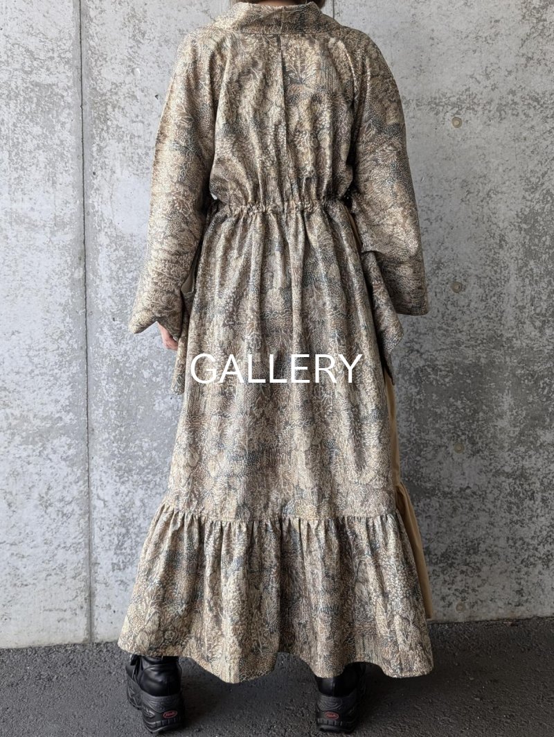 画像3: 森柄プリント小紋×シャーリング×kimonoワンピース (3)