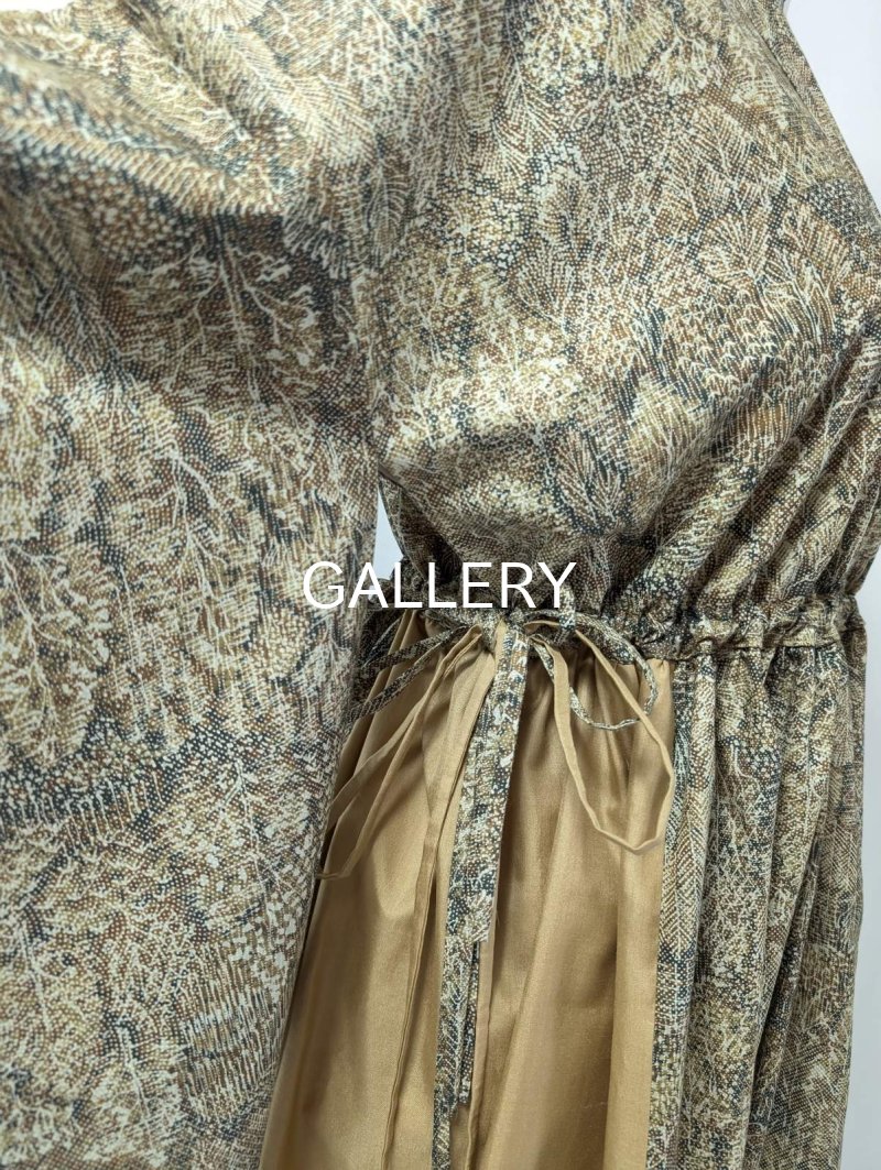 画像11: 森柄プリント小紋×シャーリング×kimonoワンピース (11)