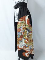 画像9: 【波飛沫に几帳柄】黒留袖オーバースカート (9)
