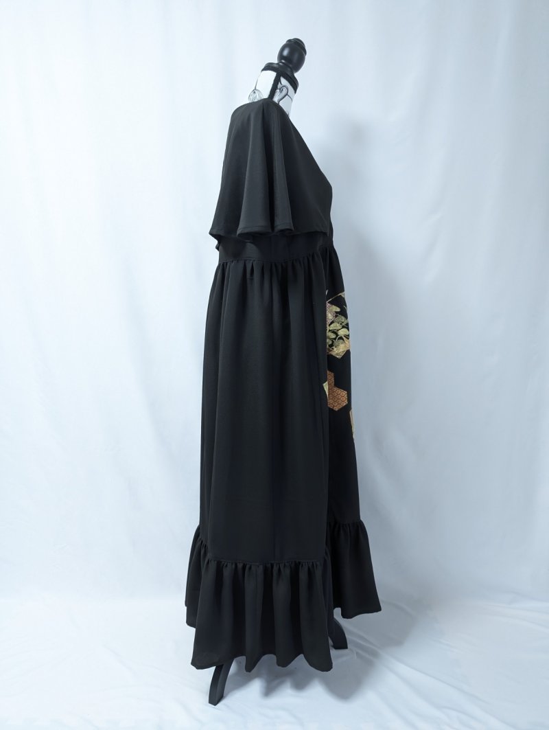 画像9: 【飛鶴金駒】黒留袖ケープカラードレス (9)