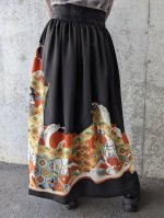 画像3: 【波飛沫に几帳柄】黒留袖オーバースカート (3)