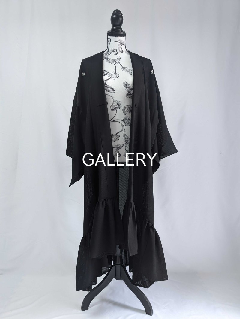 画像7: 【丸に木瓜紋】黒紋付シースルーフリルガウン (7)