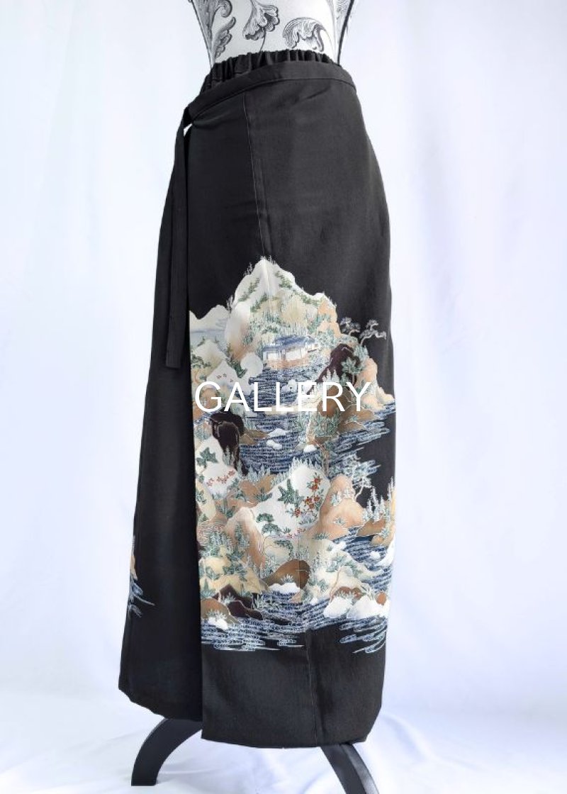 画像13: 【自然風景画】黒留袖ワイドラップパンツ (13)
