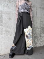 画像1: 【自然風景画】黒留袖ワイドラップパンツ (1)