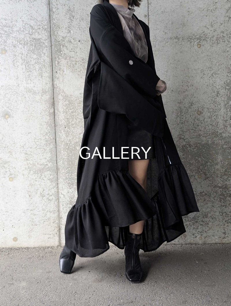 画像4: 【丸に木瓜紋】黒紋付シースルーフリルガウン (4)