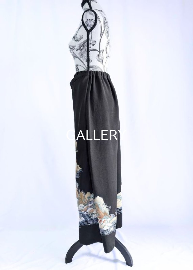 画像7: 【自然風景画】黒留袖ワイドラップパンツ (7)