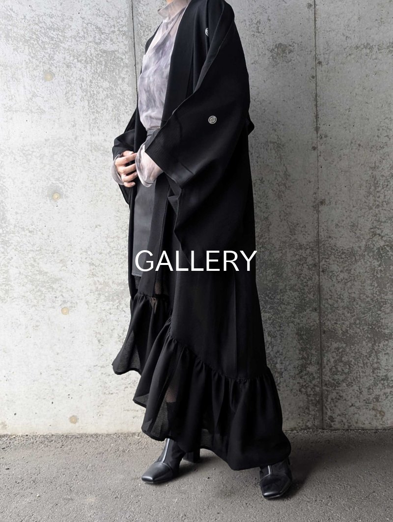 画像5: 【丸に木瓜紋】黒紋付シースルーフリルガウン (5)