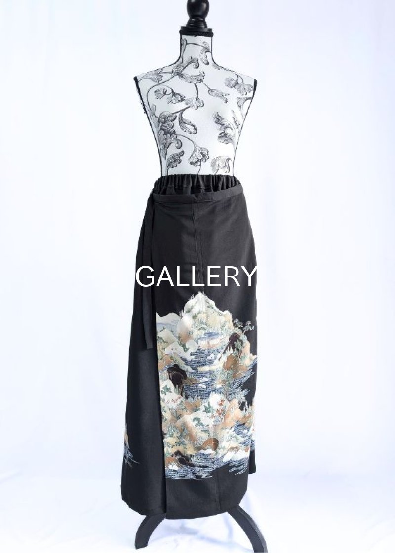 画像6: 【自然風景画】黒留袖ワイドラップパンツ (6)