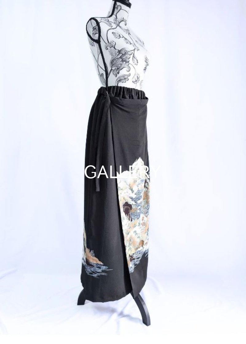 画像10: 【自然風景画】黒留袖ワイドラップパンツ (10)