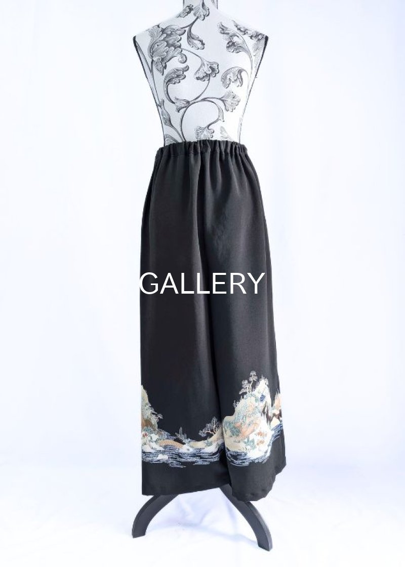 画像8: 【自然風景画】黒留袖ワイドラップパンツ (8)