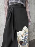 画像5: 【自然風景画】黒留袖ワイドラップパンツ (5)