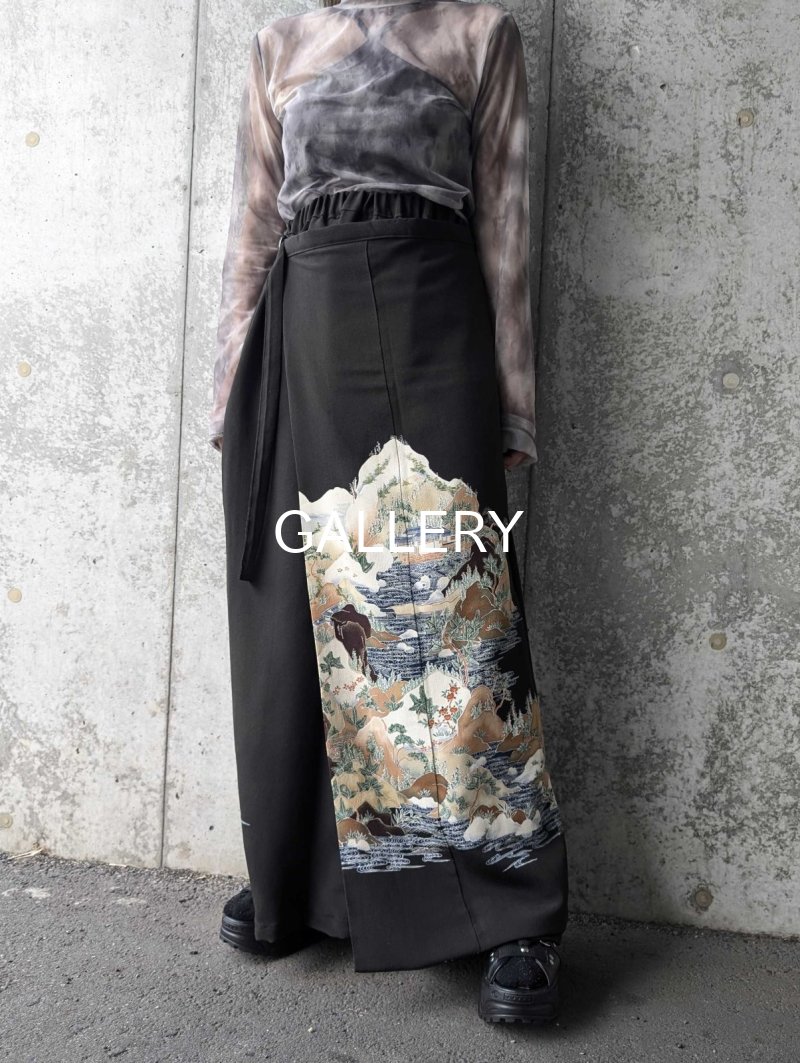 画像4: 【自然風景画】黒留袖ワイドラップパンツ (4)