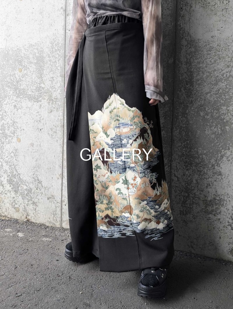 画像3: 【自然風景画】黒留袖ワイドラップパンツ (3)