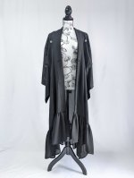 画像6: 【丸に木瓜紋】黒紋付シースルーフリルガウン (6)