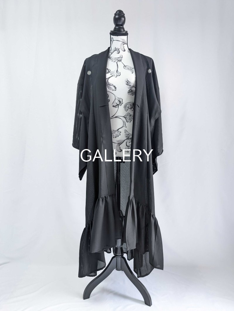 画像6: 【丸に木瓜紋】黒紋付シースルーフリルガウン (6)