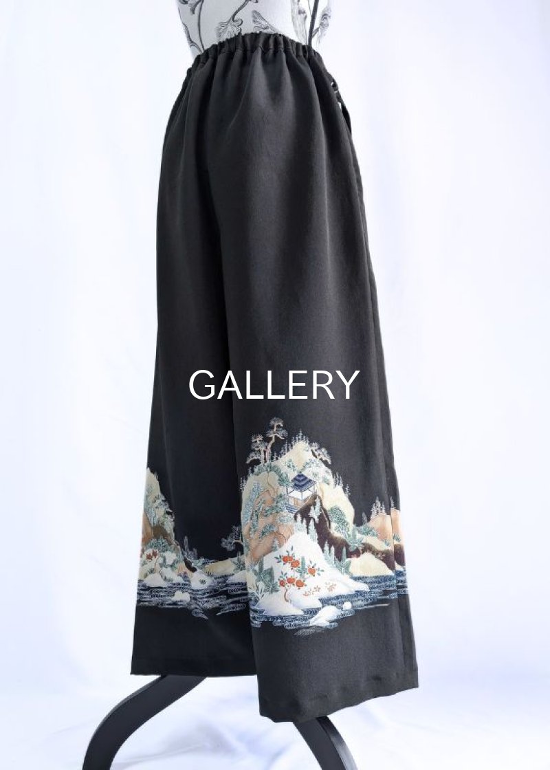 画像15: 【自然風景画】黒留袖ワイドラップパンツ (15)