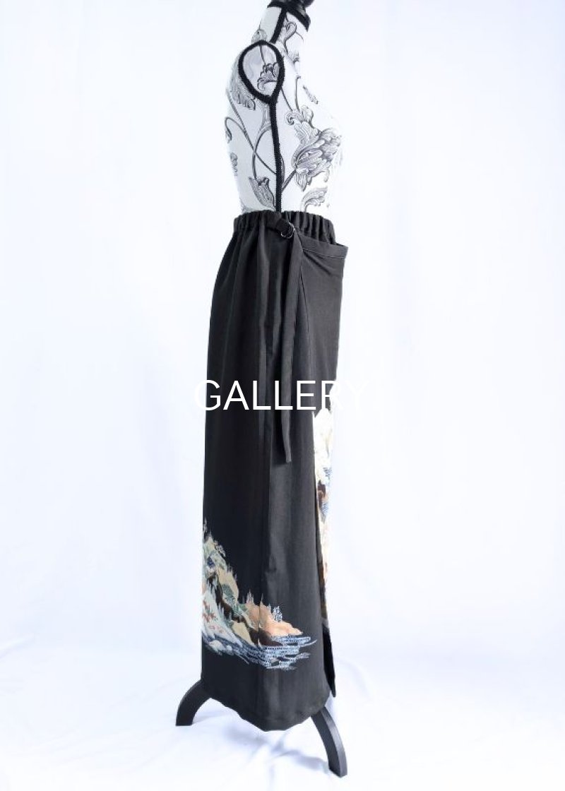 画像9: 【自然風景画】黒留袖ワイドラップパンツ (9)