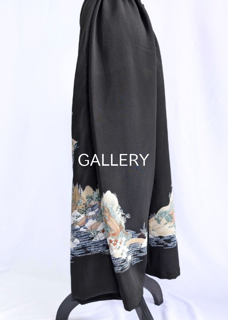 画像14: 【自然風景画】黒留袖ワイドラップパンツ (14)