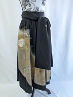 画像17: 【扇に四季草花×剣木瓜紋】黒留袖無限wayワンピース (17)